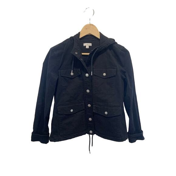 L.L.Bean Signature black denim coat jacket utility coat sz S - Picture 1 of 8